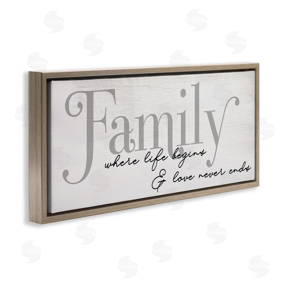 Stupell Studio Family Life Begins & Love Never Ends Phrase