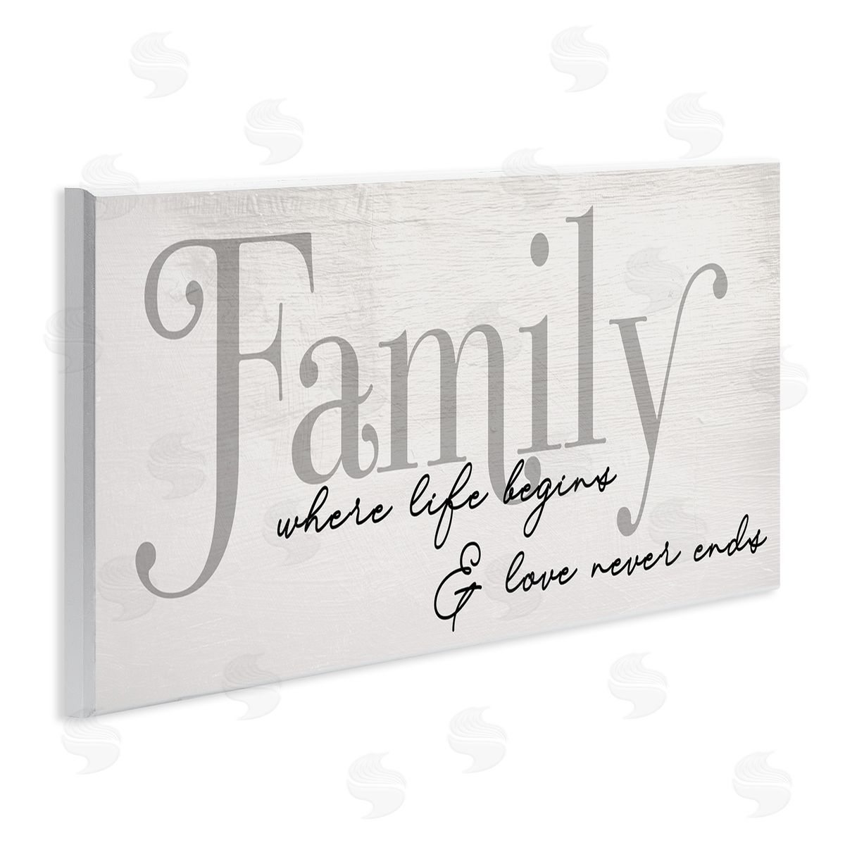 Stupell Studio Family Life Begins & Love Never Ends Phrase