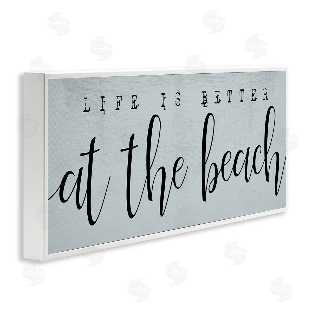 Stupell Studio Life's Better at Beach Phrase Soft Nautical Blue
