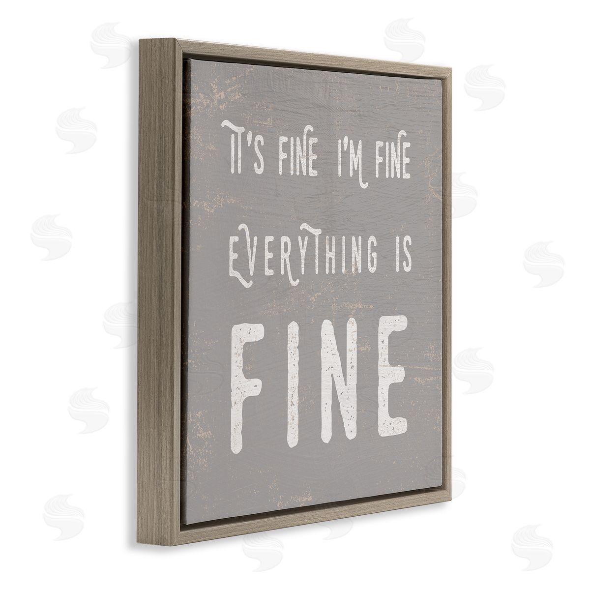 Stupell Studio It's Fine Everything's Fine Sassy Sarcastic Phrase Brown Floating Frame Canvas Wall Art Print