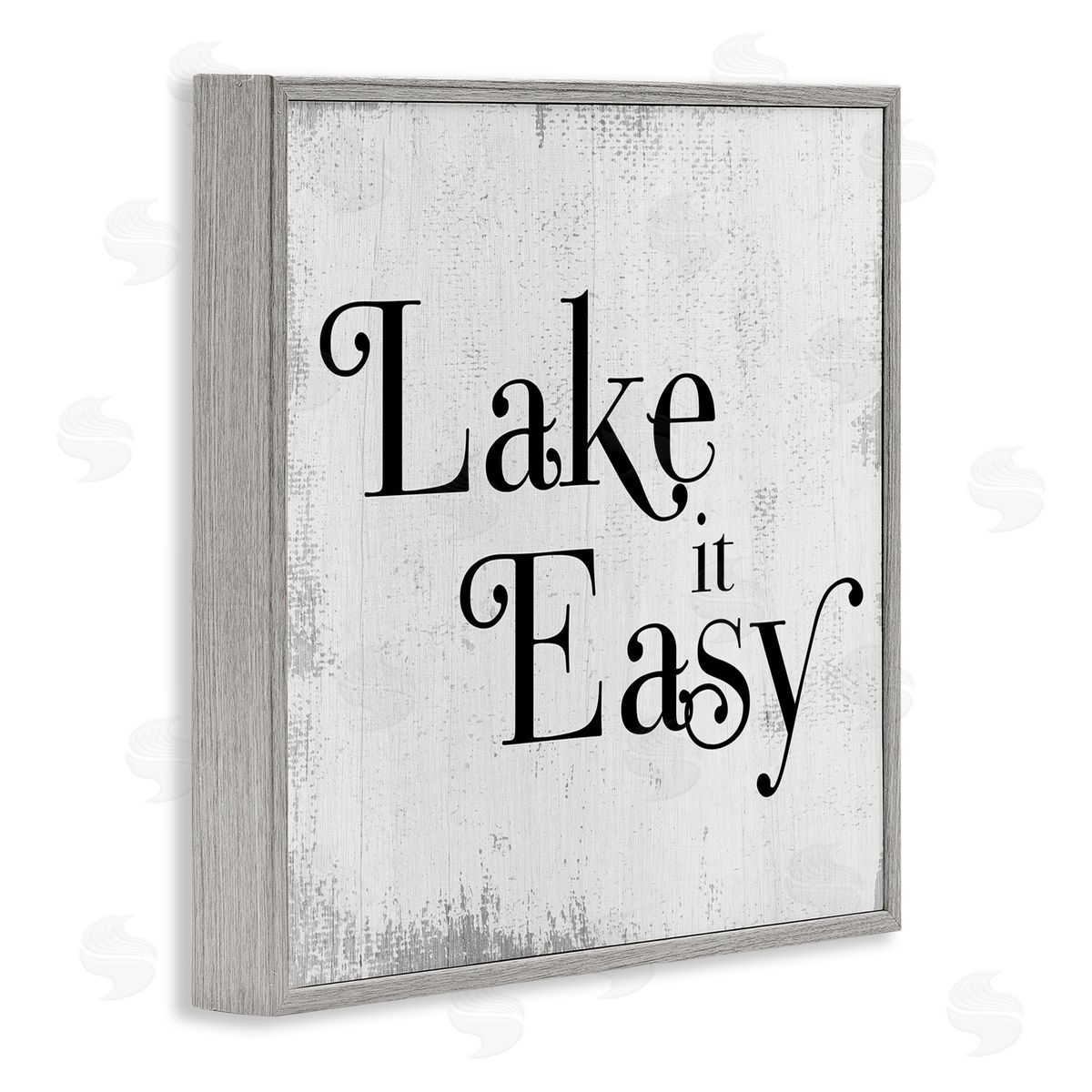 Stupell Studio Lake It Easy Tranquil Coastal Phrase Distressed Grey Gray Framed Glicee Wall Art Print