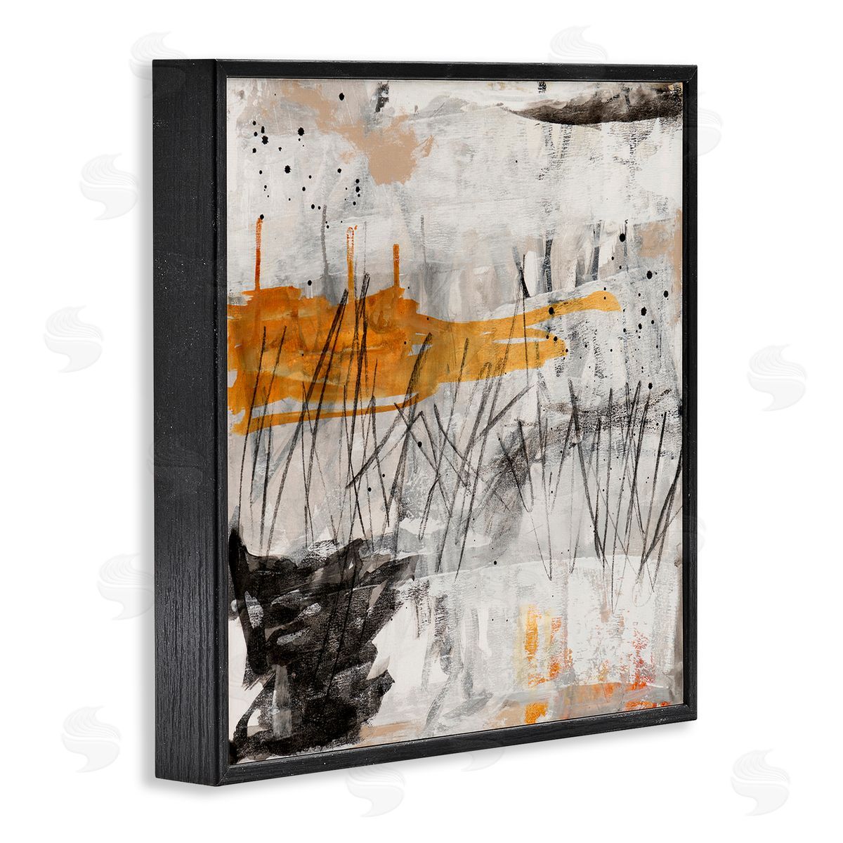Jeffrey Tover Chaotic Linework Abstraction Busy Black Grey Orange Black Framed Glicee Wall Art Print