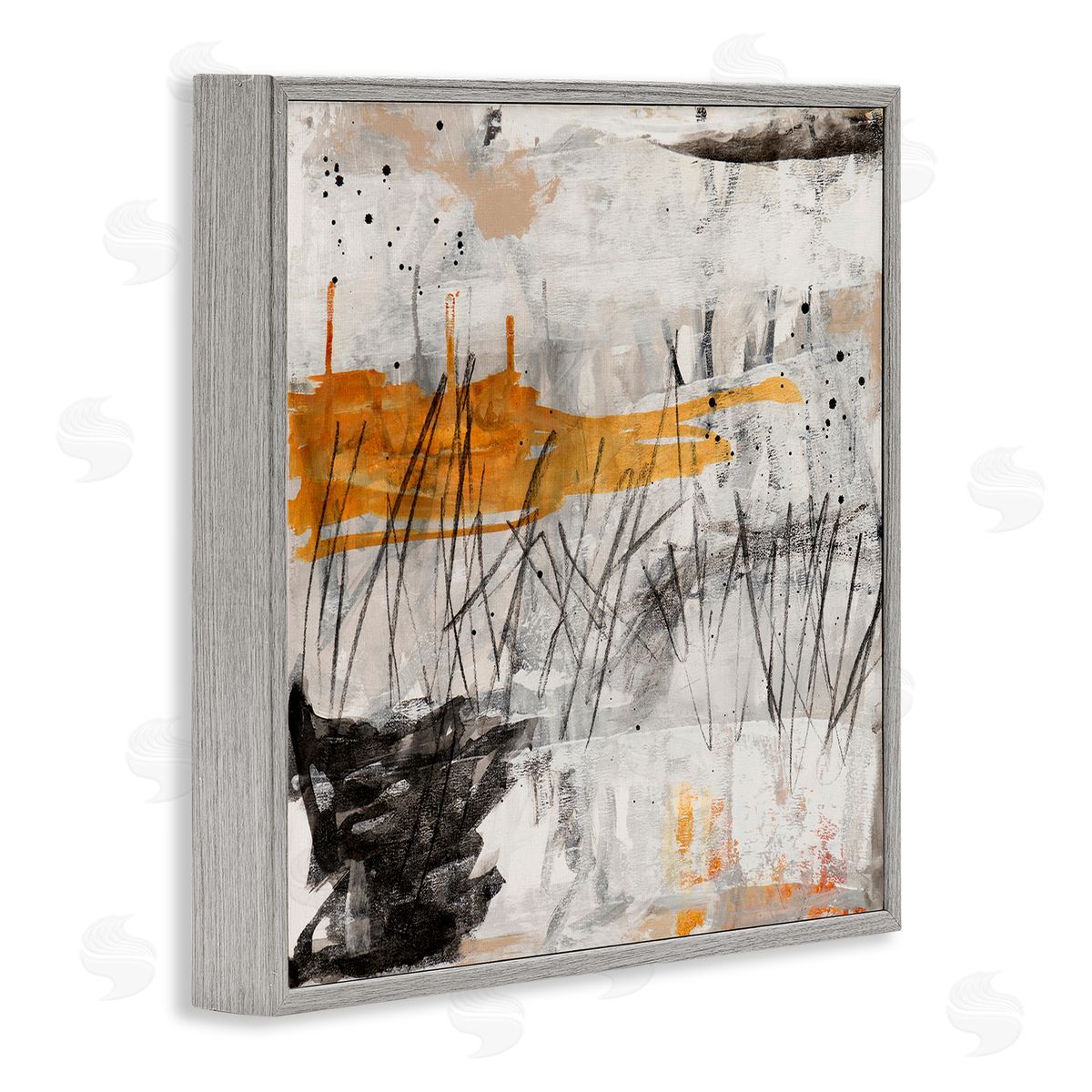 Jeffrey Tover Chaotic Linework Abstraction Busy Black Grey Orange Gray Framed Glicee Wall Art Print