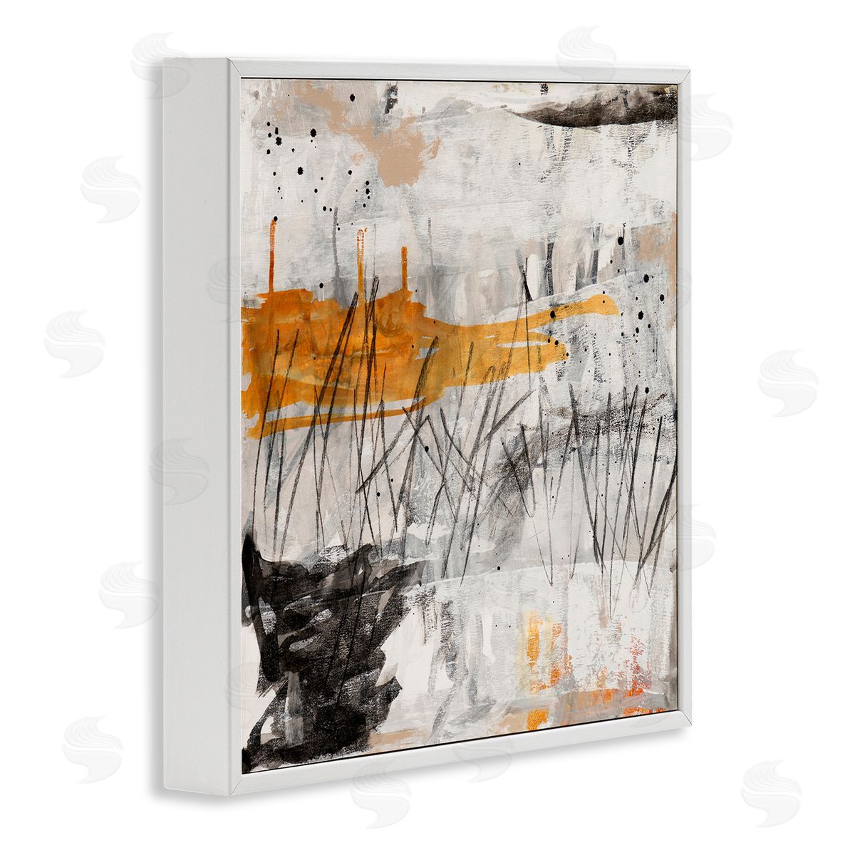 Jeffrey Tover Chaotic Linework Abstraction Busy Black Grey Orange White Framed Glicee Wall Art Print