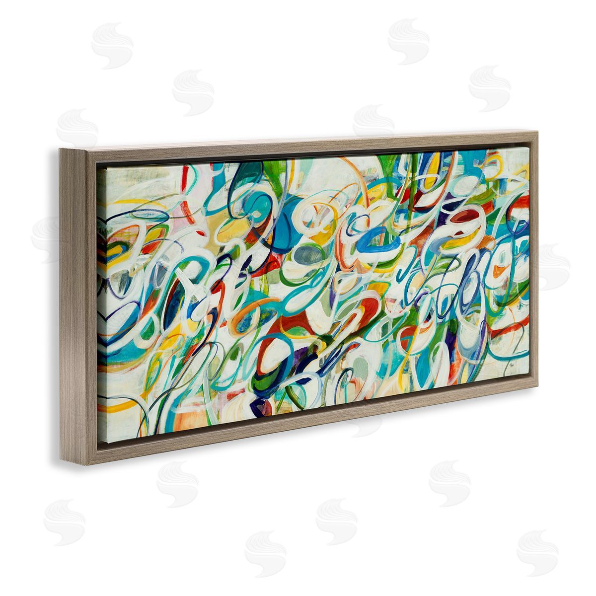 Lisa Ridgers Abstract Complexity Energetic Blue Green White Curved Lines