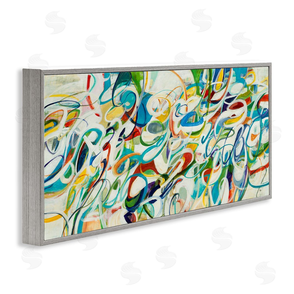 Lisa Ridgers Abstract Complexity Energetic Blue Green White Curved Lines