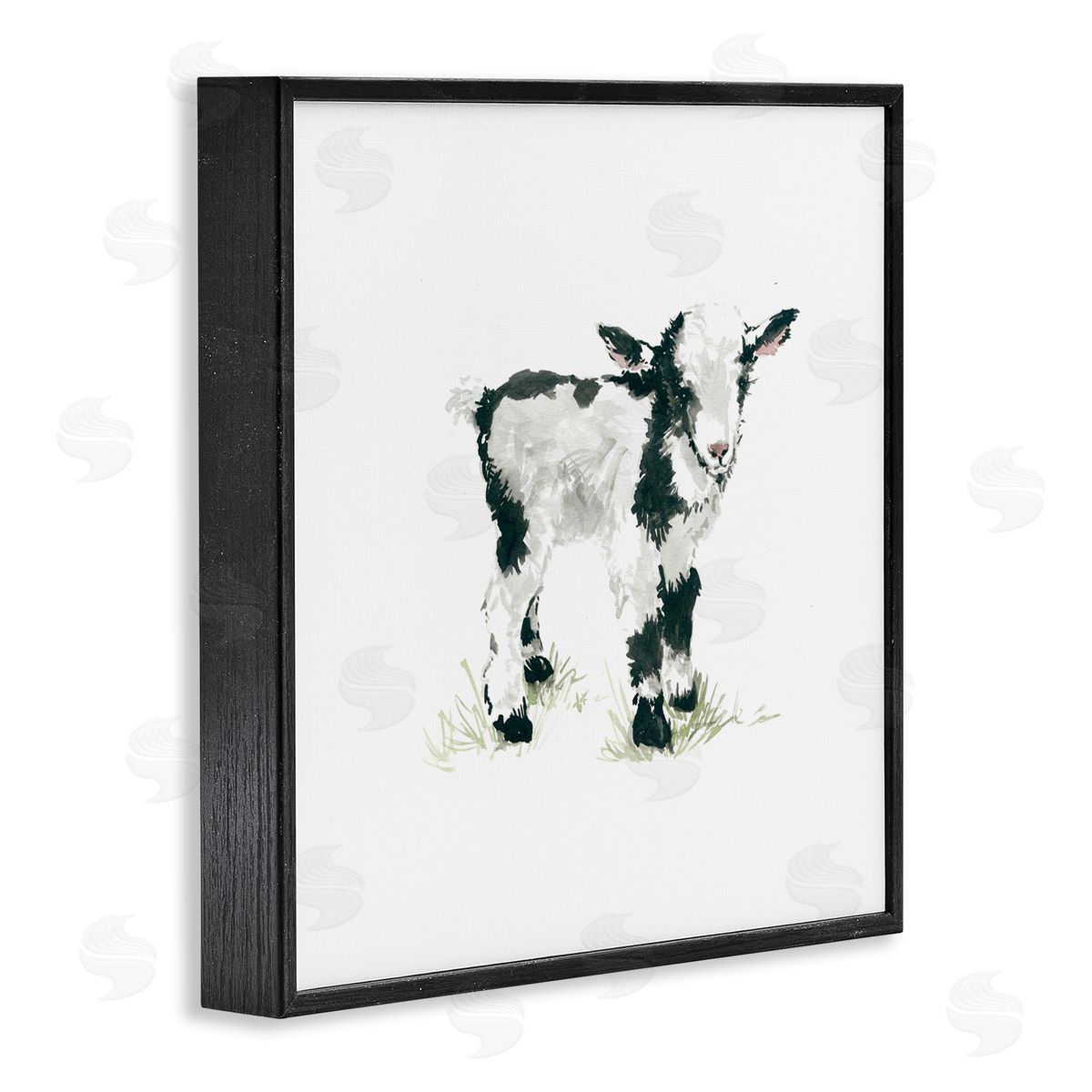 Carol Robinson Baby Farm Lamb Minimal Country Animal over White Black Framed Glicee Wall Art Print