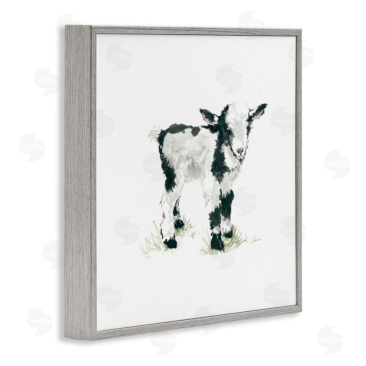 Carol Robinson Baby Farm Lamb Minimal Country Animal over White Gray Framed Glicee Wall Art Print