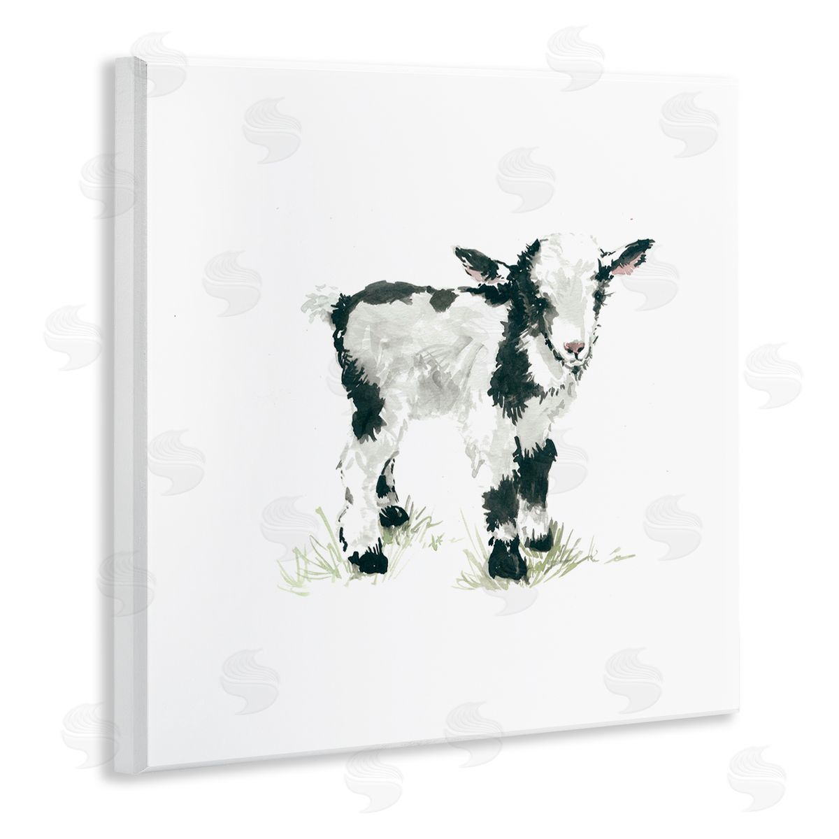 Carol Robinson Baby Farm Lamb Minimal Country Animal over White Wooden Wall Plaque Art Print