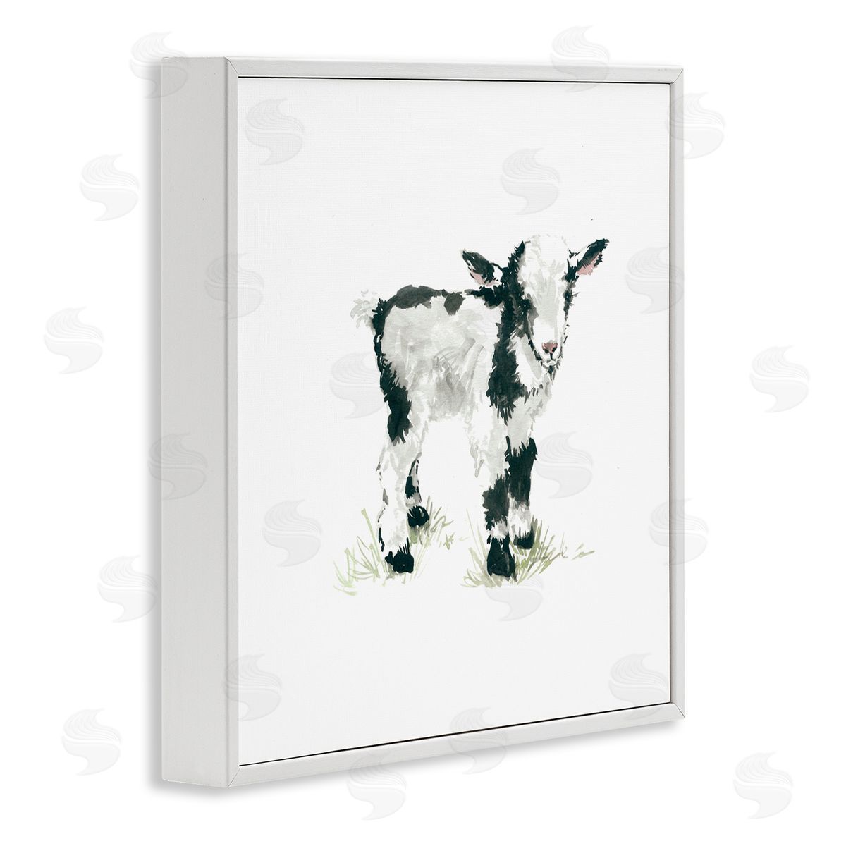 Carol Robinson Baby Farm Lamb Minimal Country Animal over White White Framed Glicee Wall Art Print