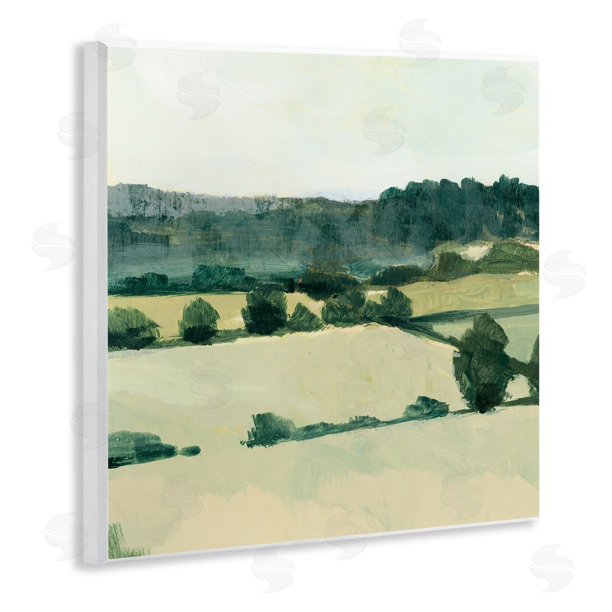 Victoria Barnes Open Green Farm Fields Abstract Country Tree Landscape Wooden Wall Plaque Art Print