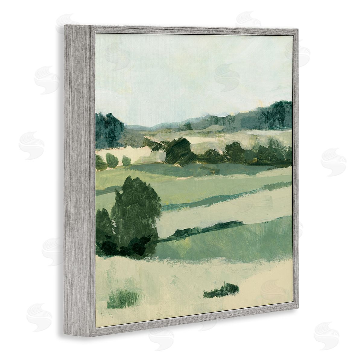 Victoria Barnes Open Countryside Landscape Soft Green Rolling Hills Gray Framed Glicee Wall Art Print