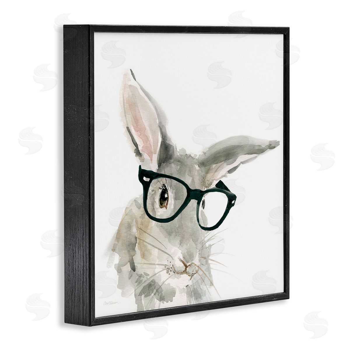 Carol Robinson Adorable Rabbit Black Frame Glasses Hipster Bunny Black Framed Glicee Wall Art Print