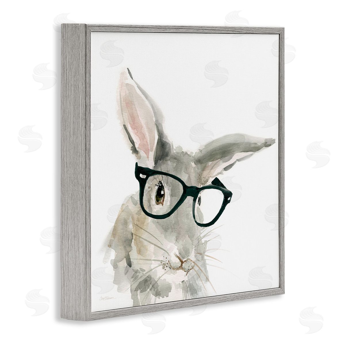 Carol Robinson Adorable Rabbit Black Frame Glasses Hipster Bunny Gray Framed Glicee Wall Art Print