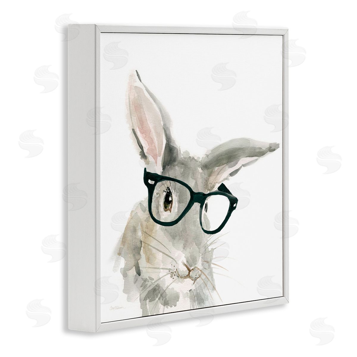 Carol Robinson Adorable Rabbit Black Frame Glasses Hipster Bunny White Framed Glicee Wall Art Print