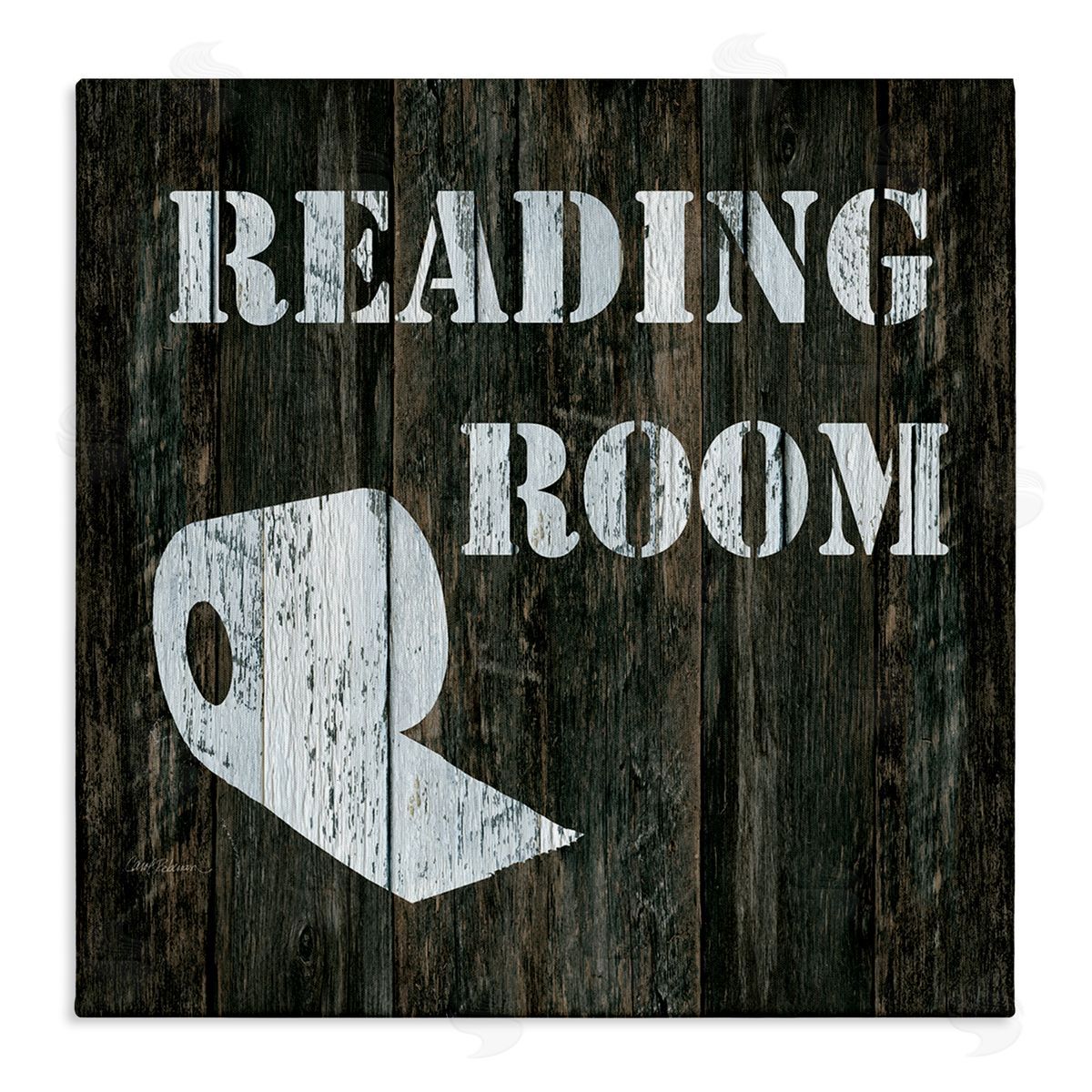 Carol Robinson Reading Room Phrase Rustic Bathroom Toilet Paper Stretched Canvas Wall Art Print