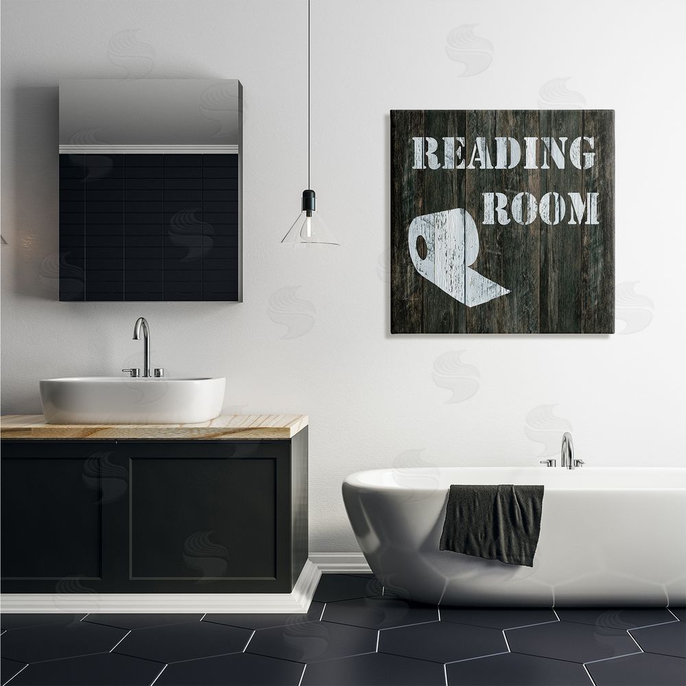 Carol Robinson Reading Room Phrase Rustic Bathroom Toilet Paper Canvas Wall Art in Room