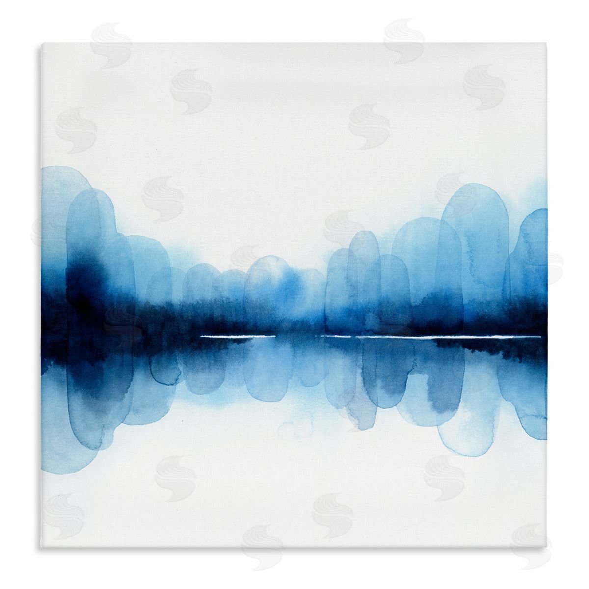 Grace Popp Blue Arch Asymmetrical Reflection Abstract Shapes over White Stretched Canvas Wall Art Print