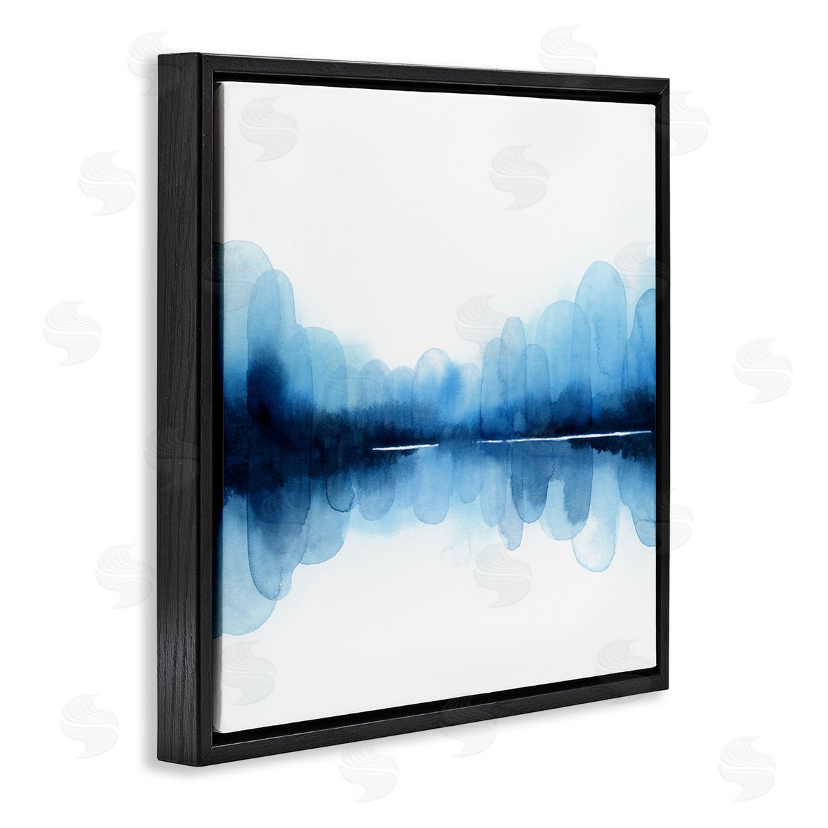 Grace Popp Blue Arch Asymmetrical Reflection Abstract Shapes over White Black Floating Frame Canvas Wall Art Print
