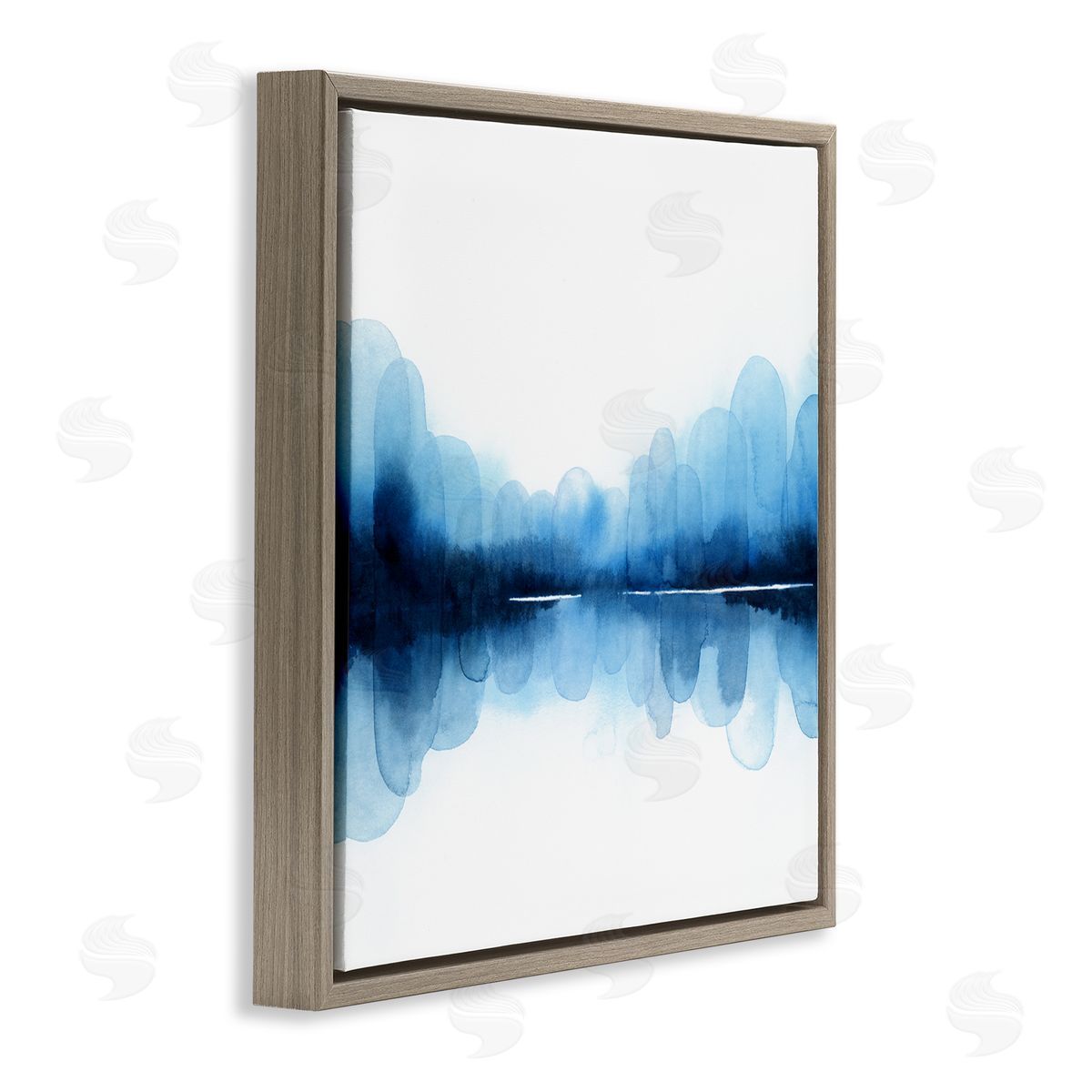 Grace Popp Blue Arch Asymmetrical Reflection Abstract Shapes over White Brown Floating Frame Canvas Wall Art Print