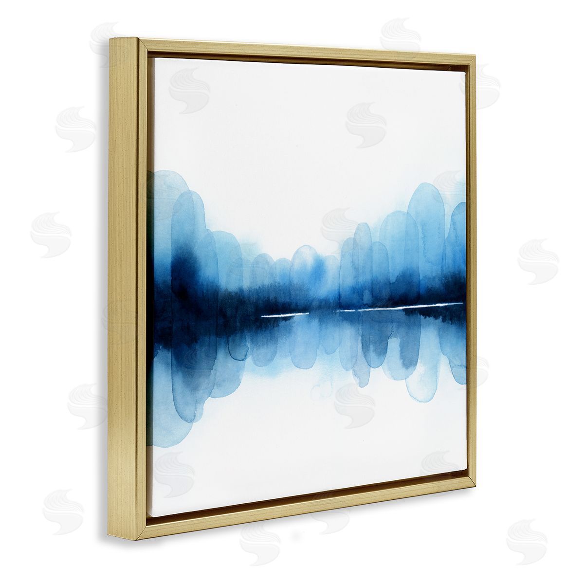 Grace Popp Blue Arch Asymmetrical Reflection Abstract Shapes over White Gold Floating Frame Canvas Wall Art Print
