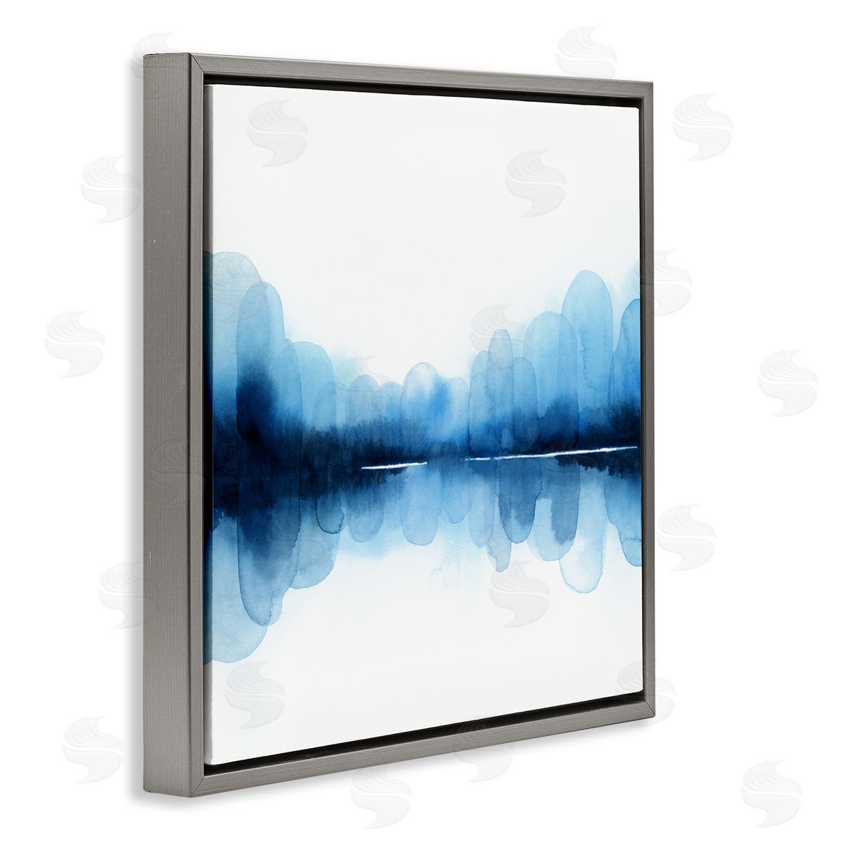 Grace Popp Blue Arch Asymmetrical Reflection Abstract Shapes over White Gray Floating Frame Canvas Wall Art Print