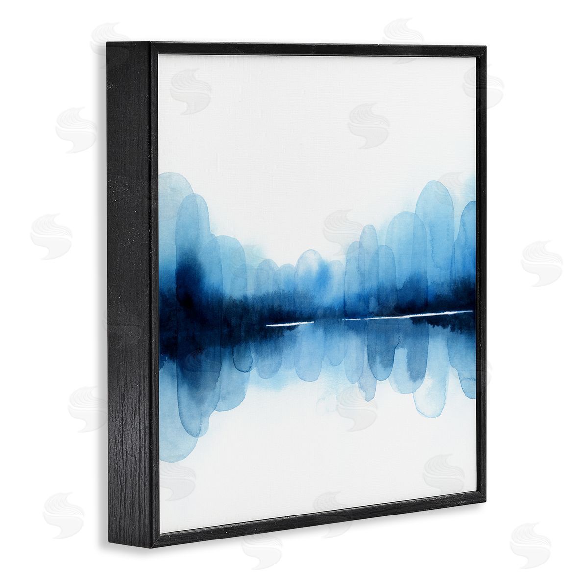 Grace Popp Blue Arch Asymmetrical Reflection Abstract Shapes over White Black Framed Glicee Wall Art Print
