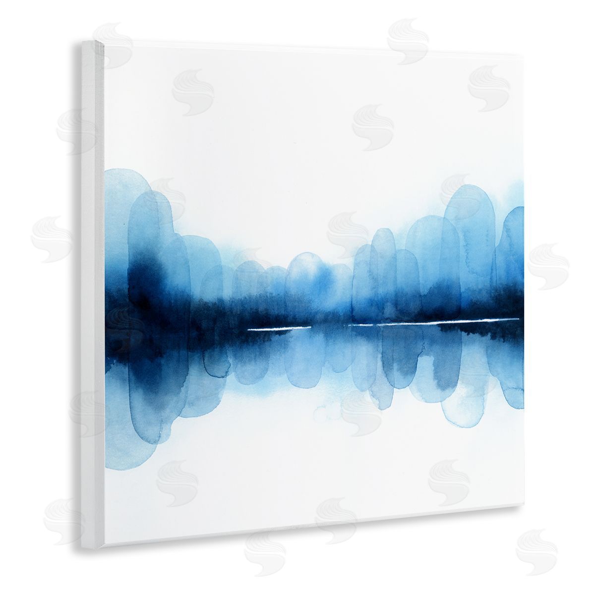 Grace Popp Blue Arch Asymmetrical Reflection Abstract Shapes over White Wooden Wall Plaque Art Print