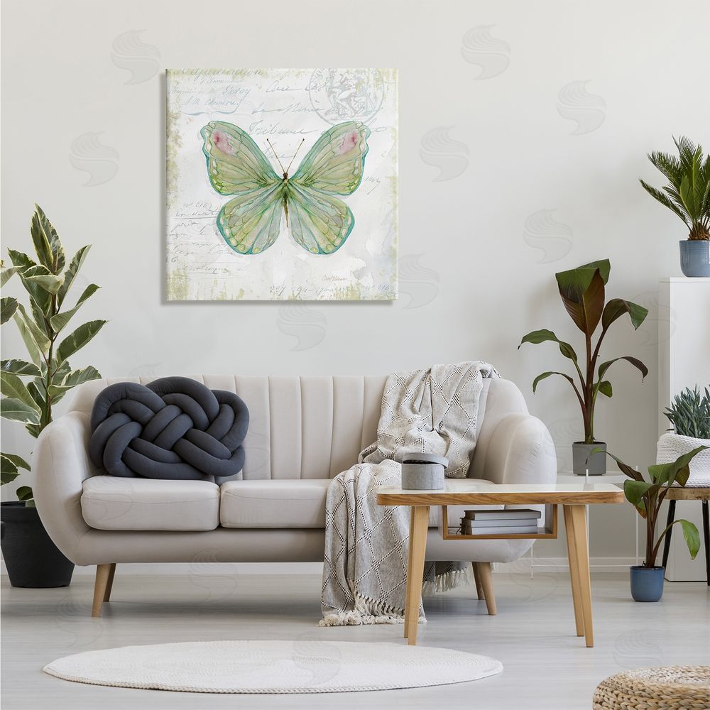 Carol Robinson Antique Butterfly Insect Charming Vintage Postal Scripture Canvas Wall Art in Room