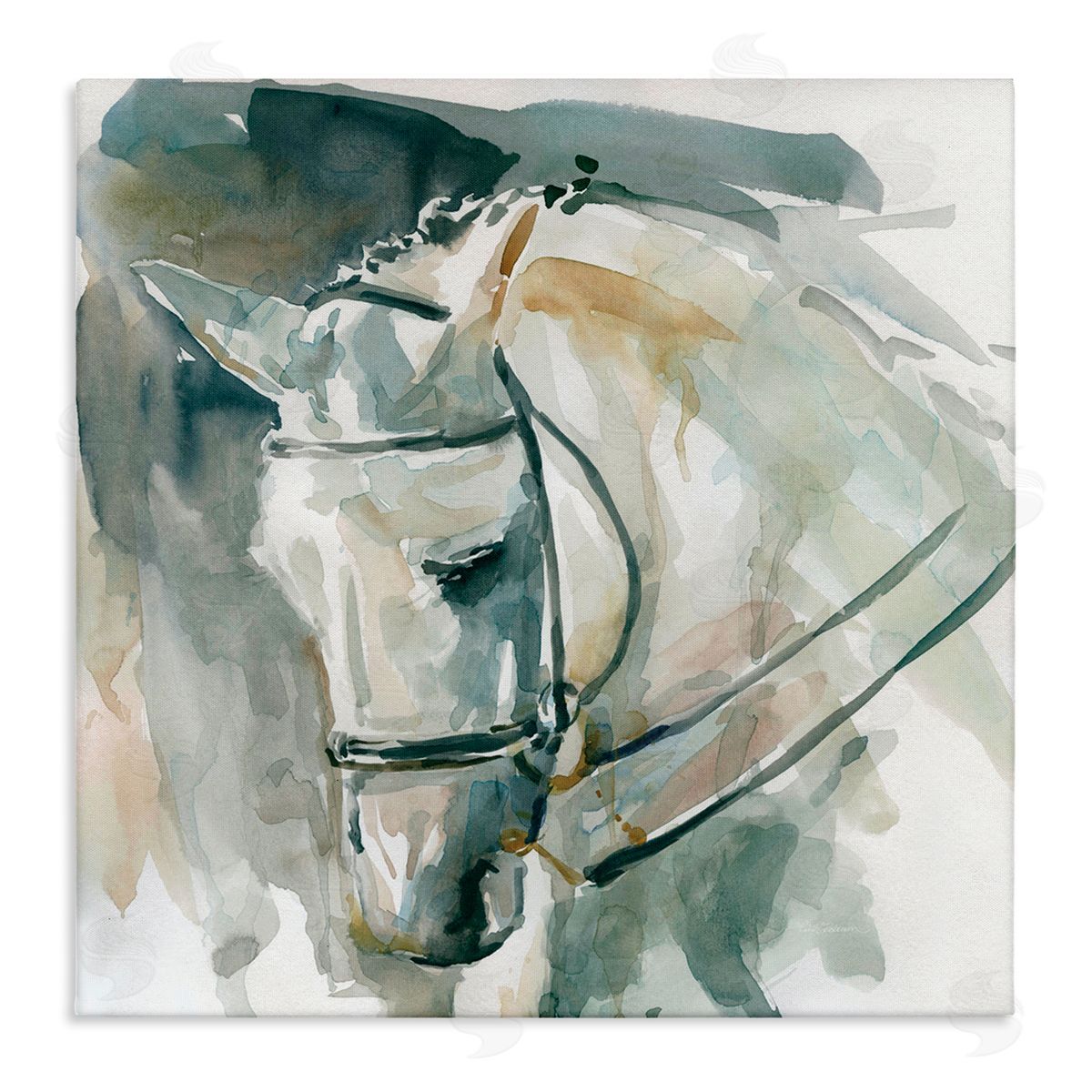 Carol Robinson Contemporary Horse Portrait Solemn Equestrian Pose Stretched Canvas Wall Art Print