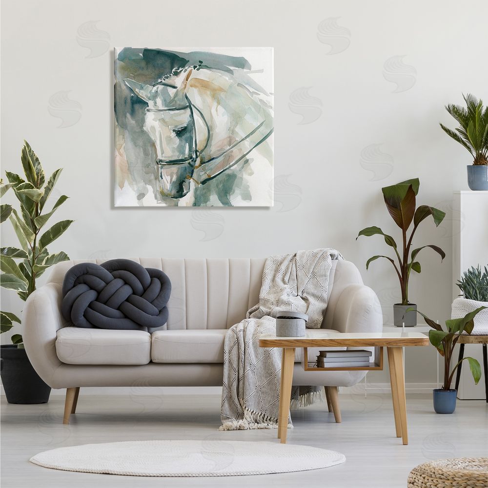 Carol Robinson Contemporary Horse Portrait Solemn Equestrian Pose Canvas Wall Art in Room