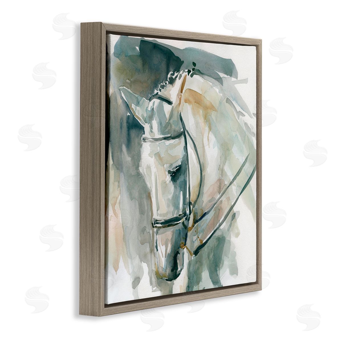 Carol Robinson Contemporary Horse Portrait Solemn Equestrian Pose Brown Floating Frame Canvas Wall Art Print