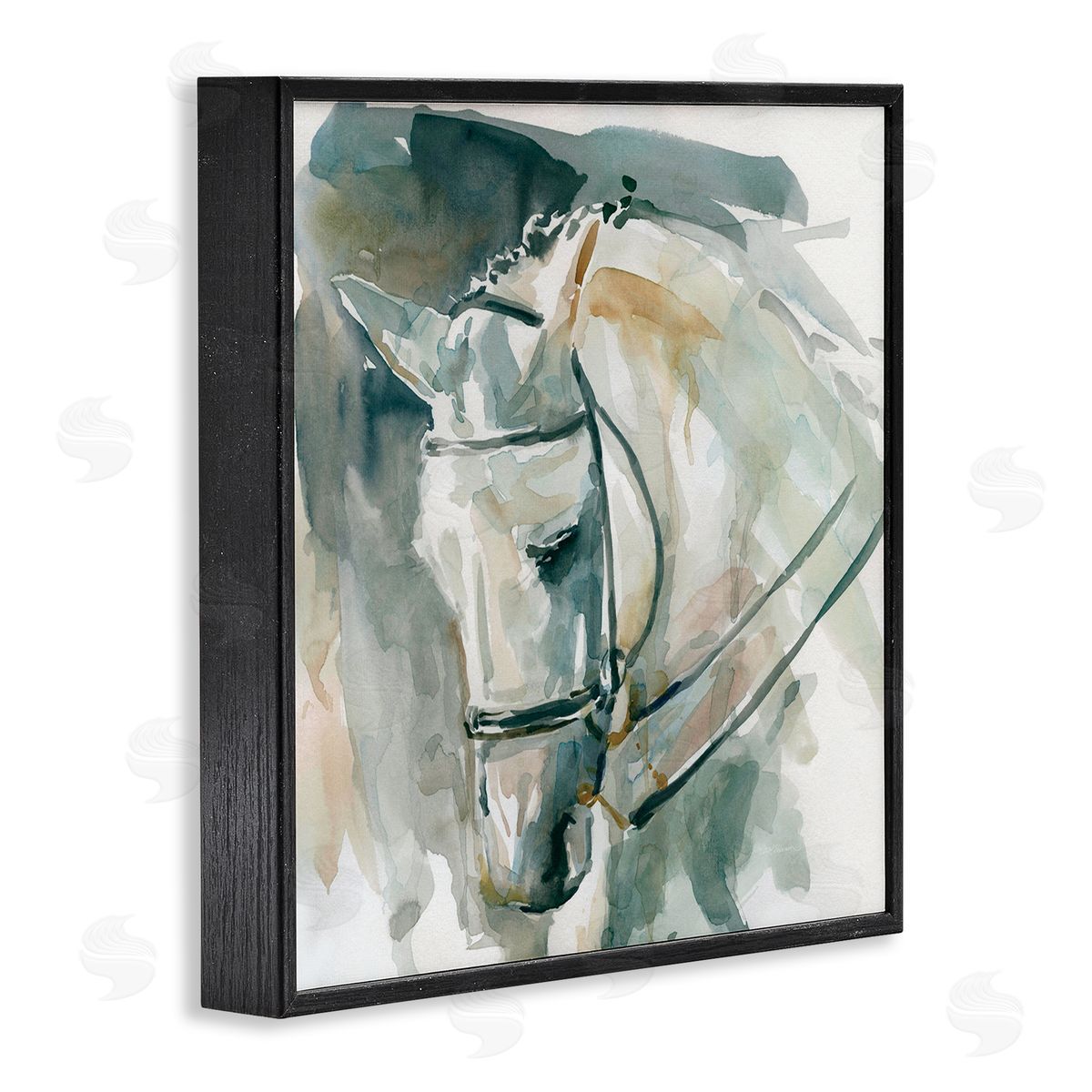 Carol Robinson Contemporary Horse Portrait Solemn Equestrian Pose Black Framed Glicee Wall Art Print
