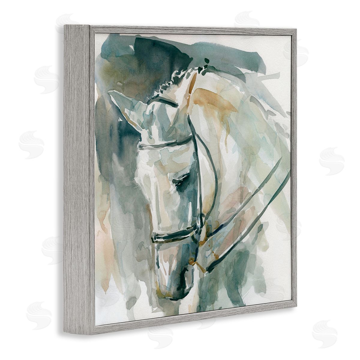 Carol Robinson Contemporary Horse Portrait Solemn Equestrian Pose Gray Framed Glicee Wall Art Print