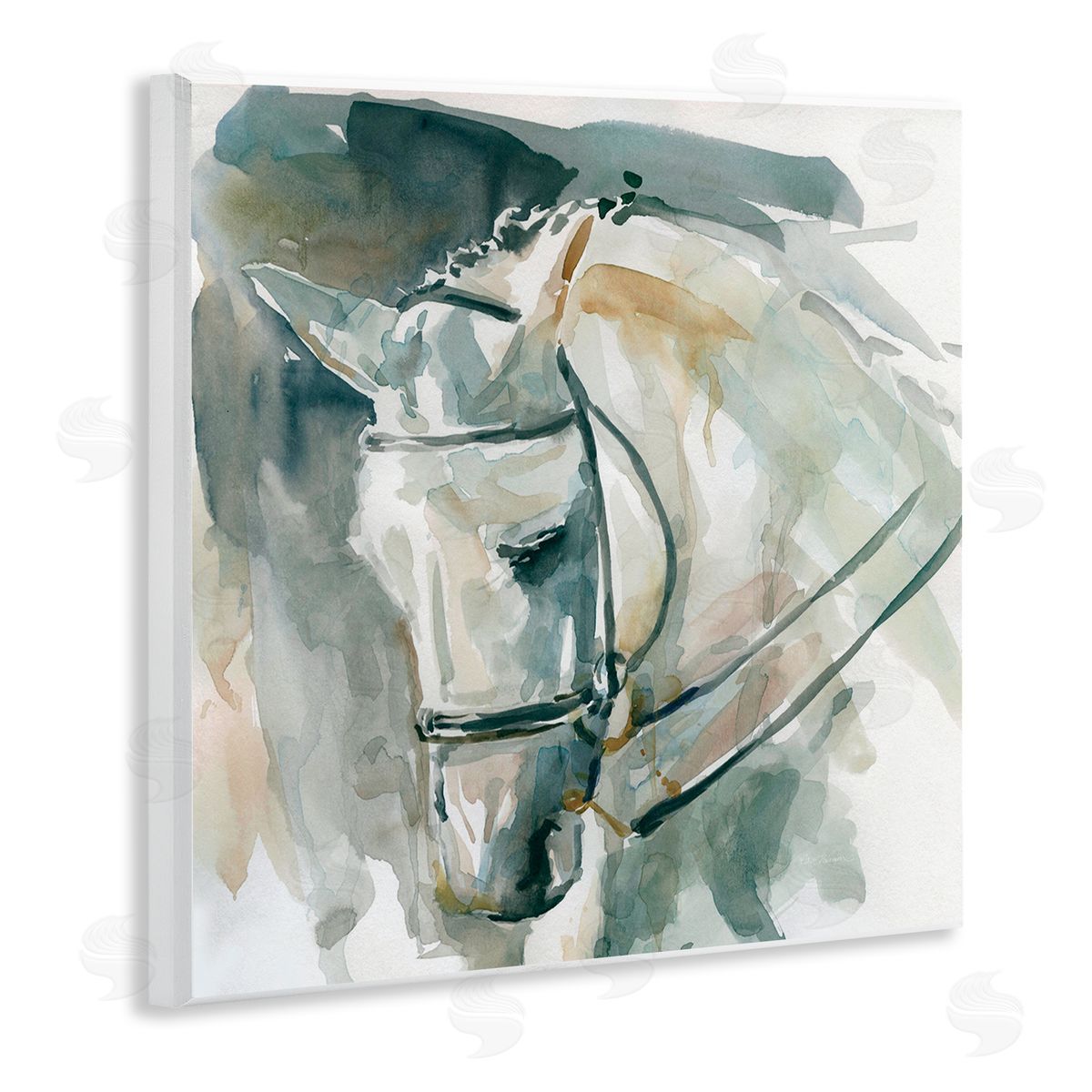 Carol Robinson Contemporary Horse Portrait Solemn Equestrian Pose Wooden Wall Plaque Art Print