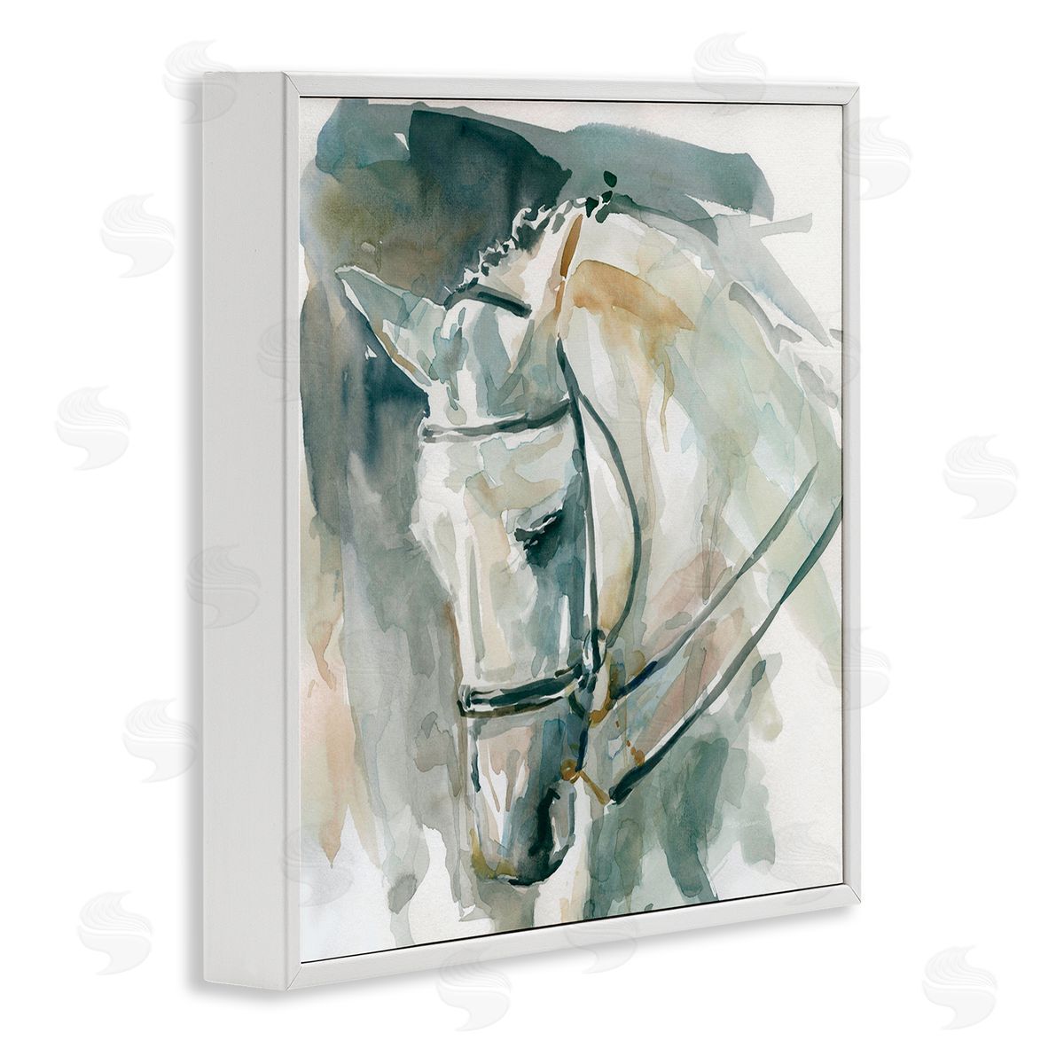 Carol Robinson Contemporary Horse Portrait Solemn Equestrian Pose White Framed Glicee Wall Art Print