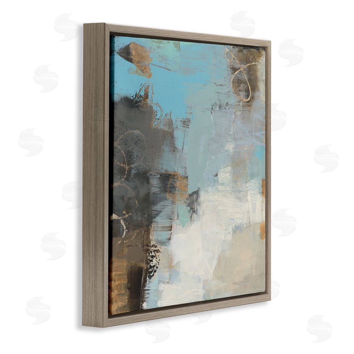 Sue Jachimiec Rustic Expressive Abstraction Brown Towards Blue Impression Brown Floating Frame Canvas Wall Art Print