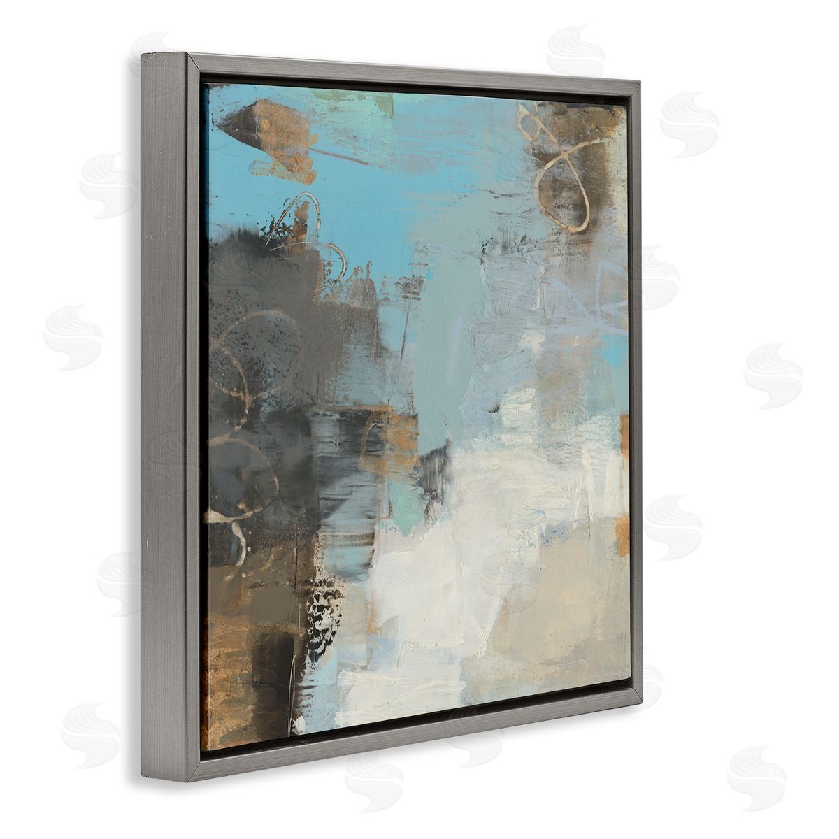 Sue Jachimiec Rustic Expressive Abstraction Brown Towards Blue Impression Gray Floating Frame Canvas Wall Art Print