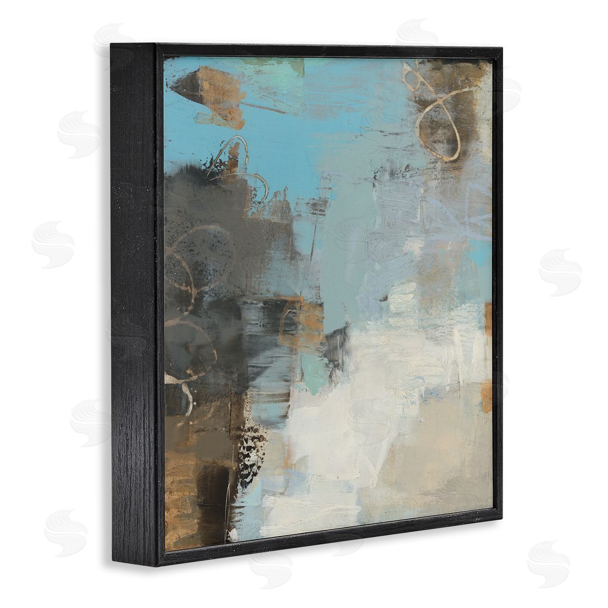 Sue Jachimiec Rustic Expressive Abstraction Brown Towards Blue Impression Black Framed Glicee Wall Art Print