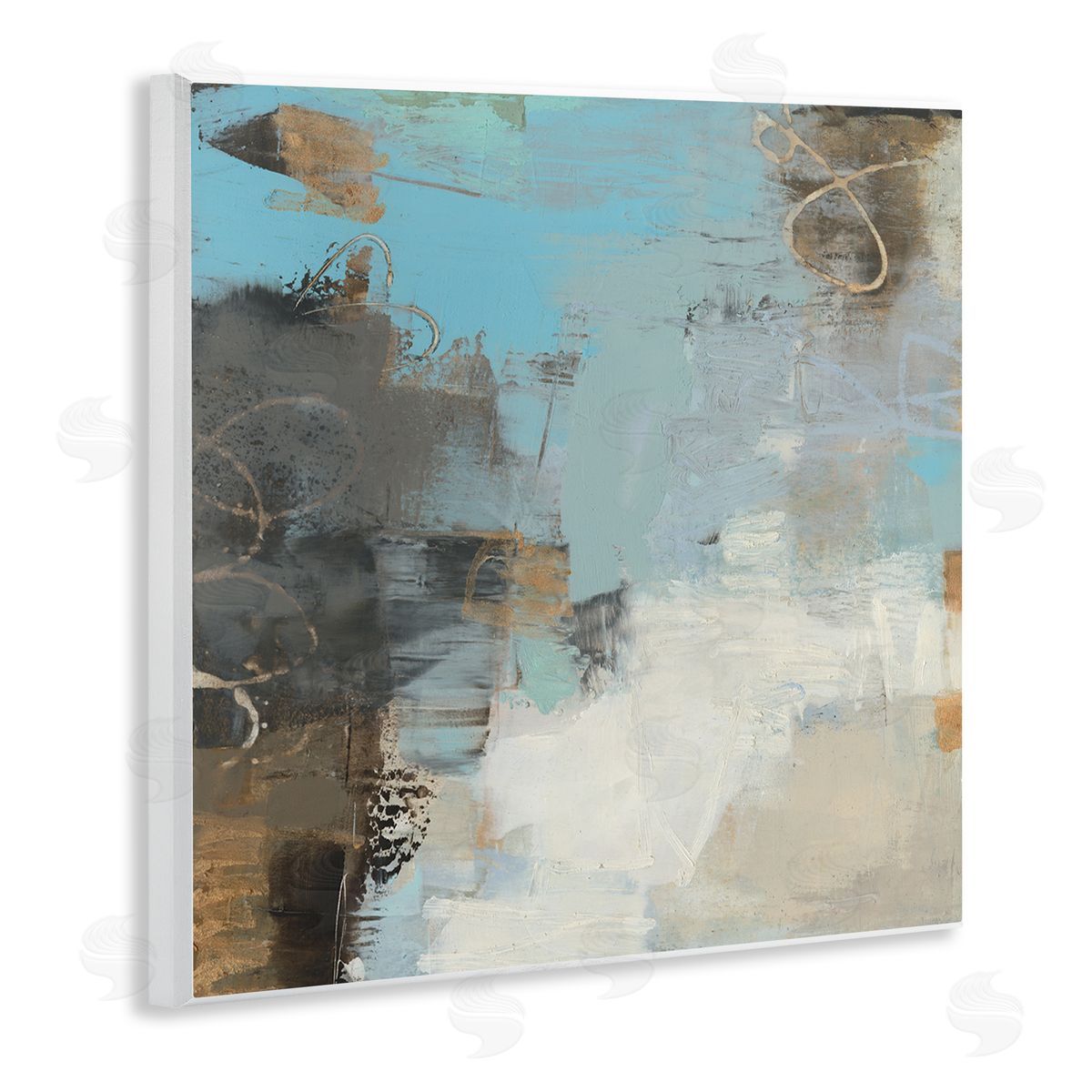 Sue Jachimiec Rustic Expressive Abstraction Brown Towards Blue Impression Wooden Wall Plaque Art Print
