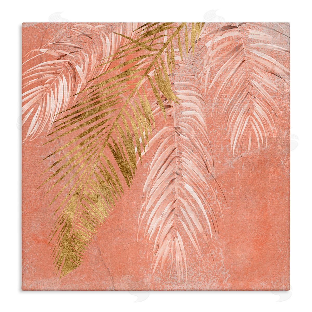 Jennifer Paxton Parker Pink Palm Fronds Distressed Tropical Plant Still Life Stretched Canvas Wall Art Print