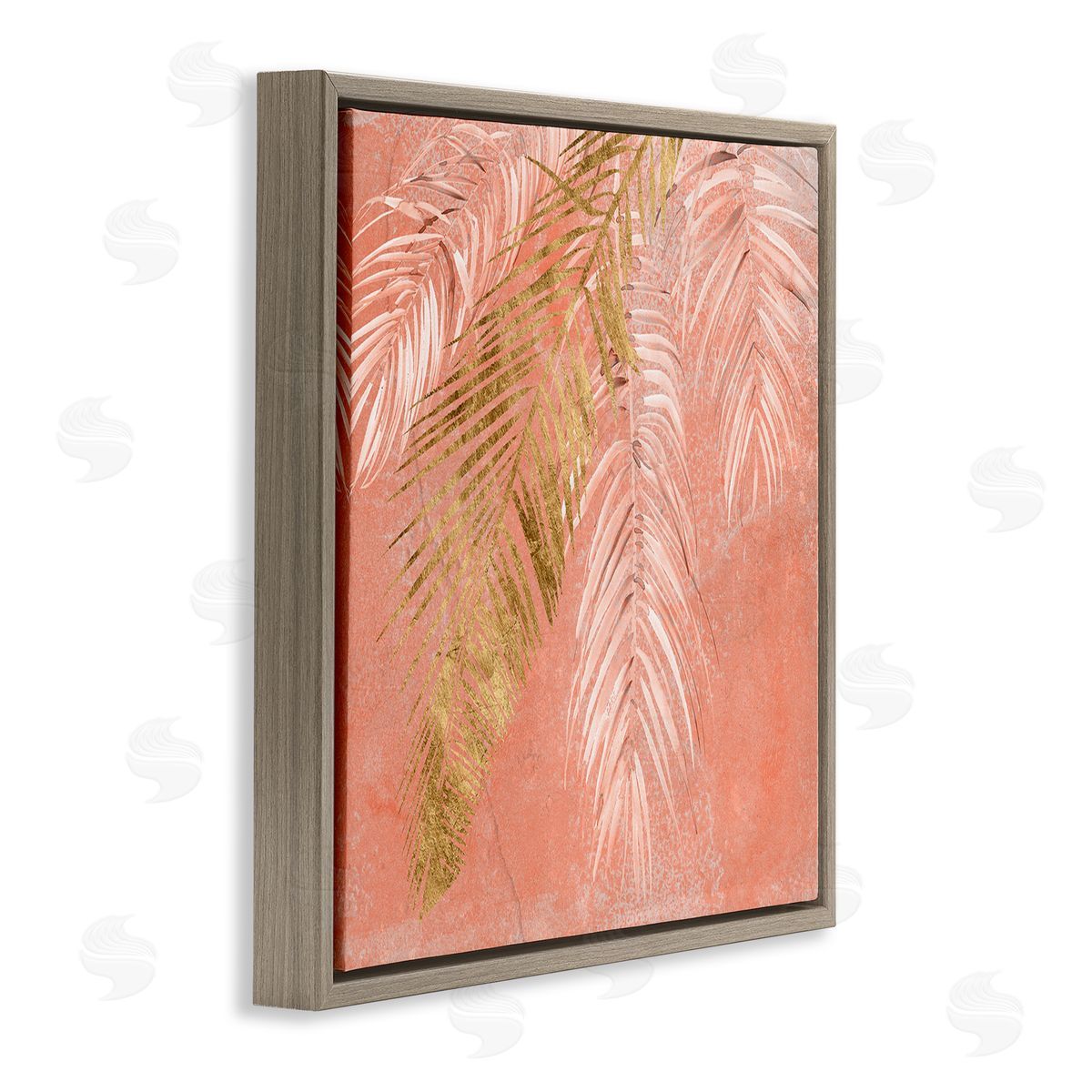 Jennifer Paxton Parker Pink Palm Fronds Distressed Tropical Plant Still Life Brown Floating Frame Canvas Wall Art Print