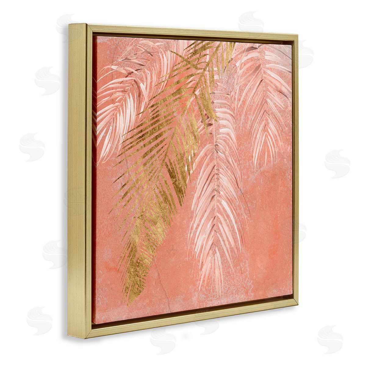 Jennifer Paxton Parker Pink Palm Fronds Distressed Tropical Plant Still Life Gold Floating Frame Canvas Wall Art Print