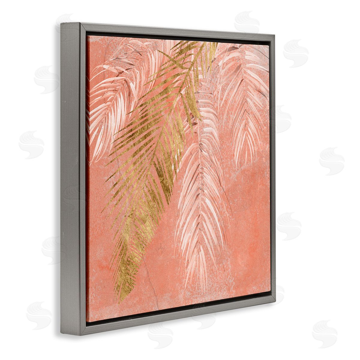 Jennifer Paxton Parker Pink Palm Fronds Distressed Tropical Plant Still Life Gray Floating Frame Canvas Wall Art Print