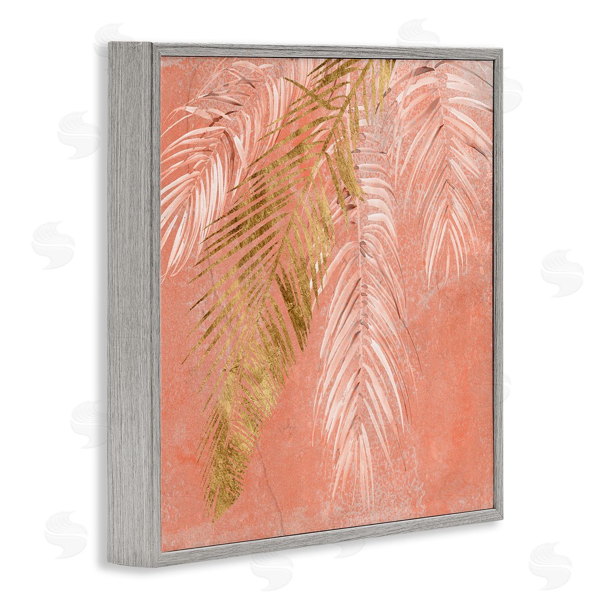 Jennifer Paxton Parker Pink Palm Fronds Distressed Tropical Plant Still Life Gray Framed Glicee Wall Art Print