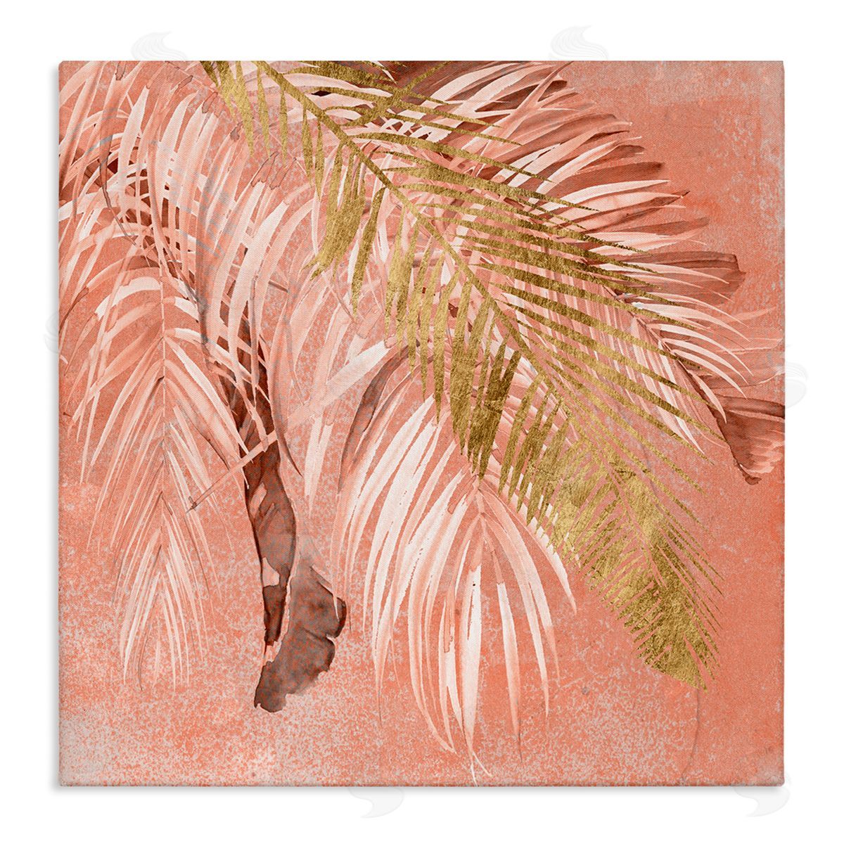 Jennifer Paxton Parker Falling Palm Tree Fronds Tropical Pink Plants Stretched Canvas Wall Art Print