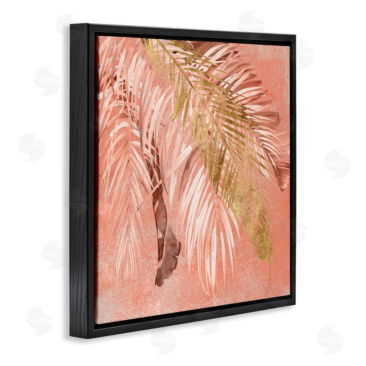 Jennifer Paxton Parker Falling Palm Tree Fronds Tropical Pink Plants Black Floating Frame Canvas Wall Art Print