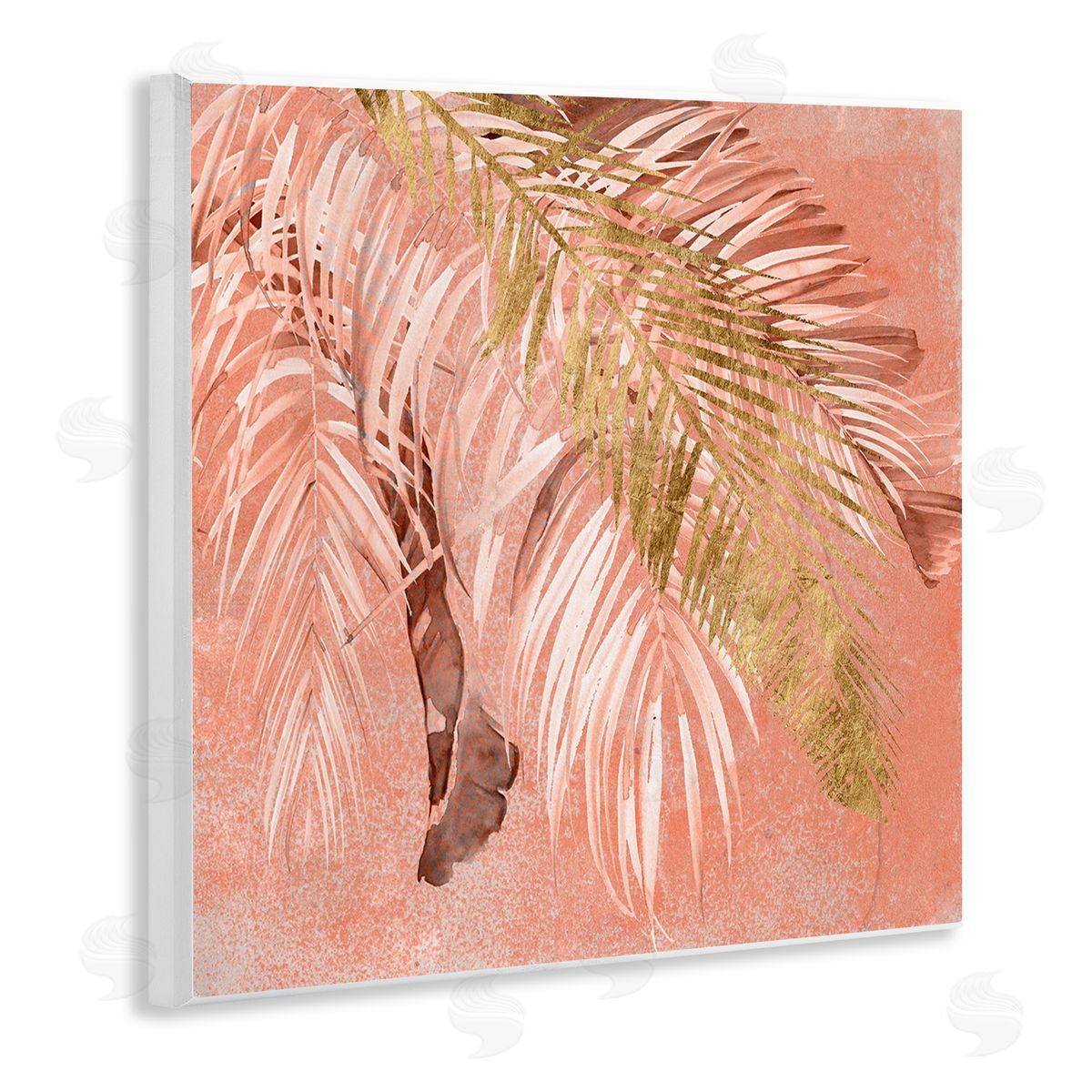 Jennifer Paxton Parker Falling Palm Tree Fronds Tropical Pink Plants Wooden Wall Plaque Art Print