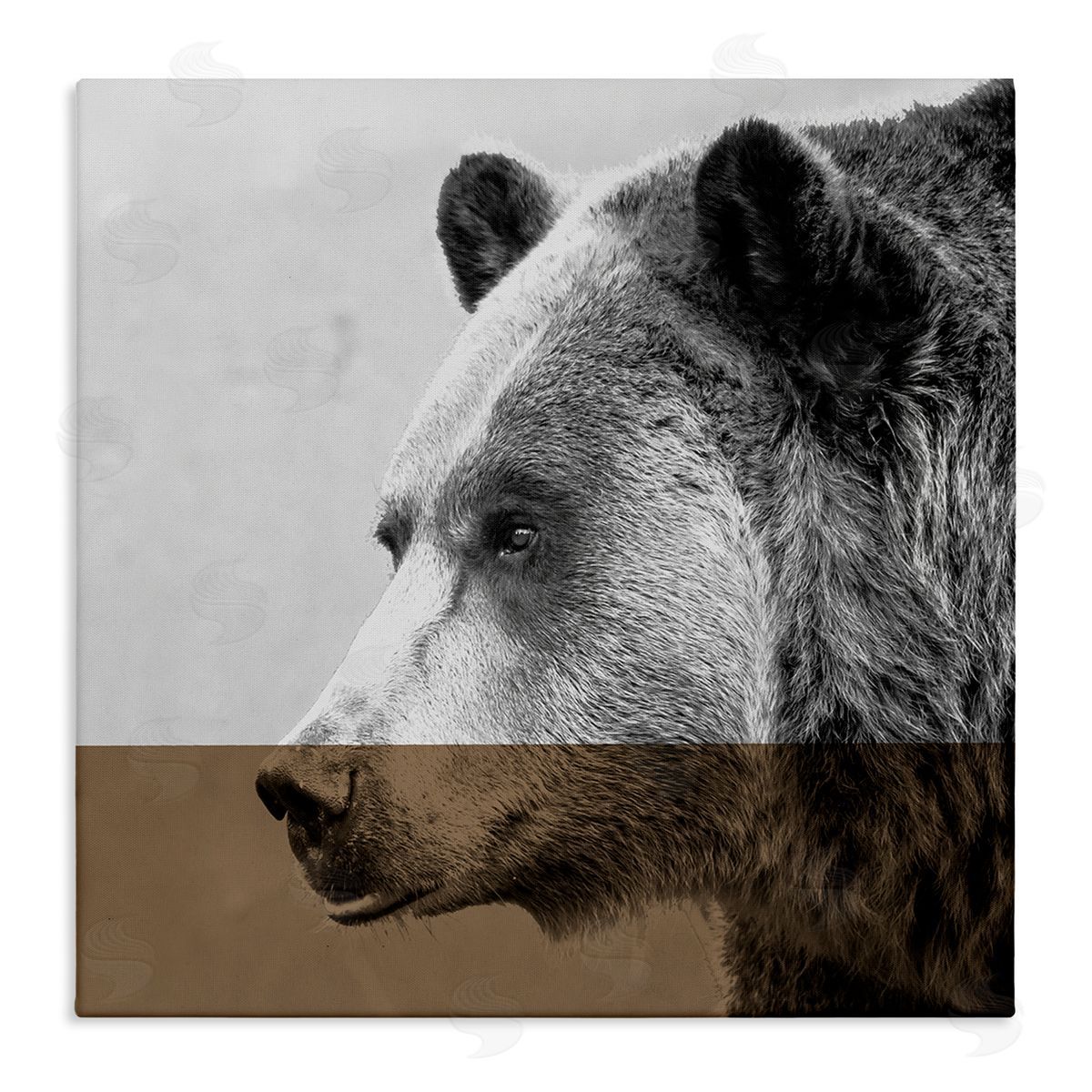 Sisa Jasper Modern Woodland Bear Portrait Layered Geometrical Shapes Stretched Canvas Wall Art Print