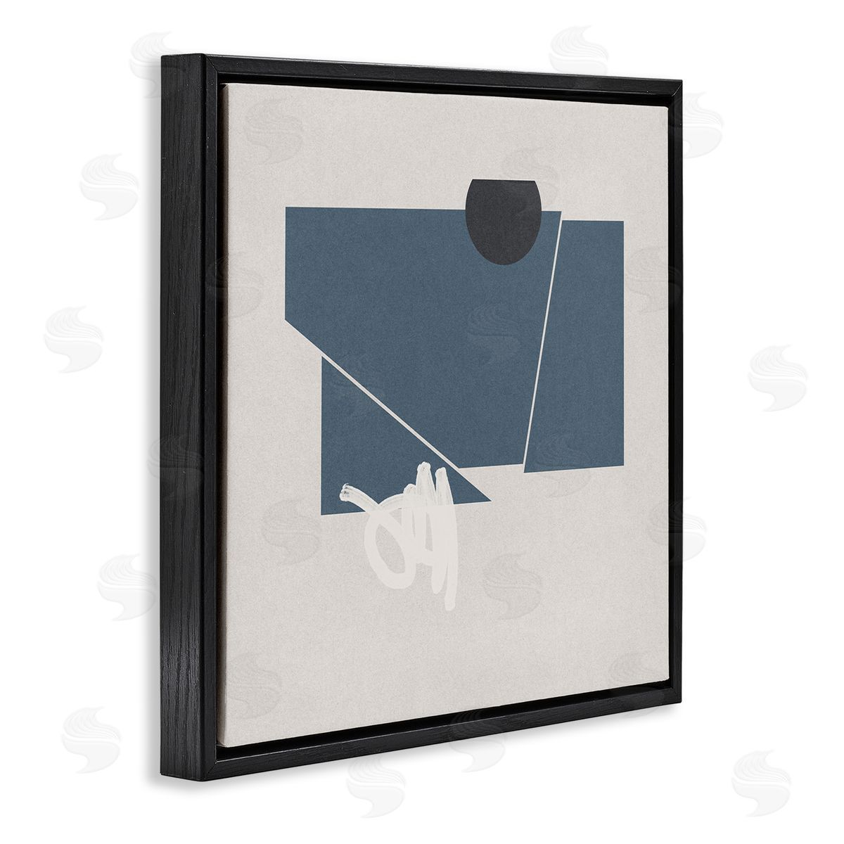 Jacob Green Modern Breaking Shapes Abstract Blue Sharp Lines Black Floating Frame Canvas Wall Art Print